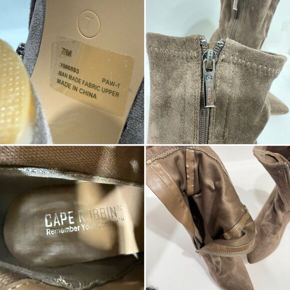 Cape Robbin Taupe Color Ankle Boots for Women Chunky Block Heels Booties Size 7 - Picture 12 of 16